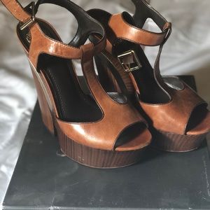 Vince Camuto Brown leather wedge
